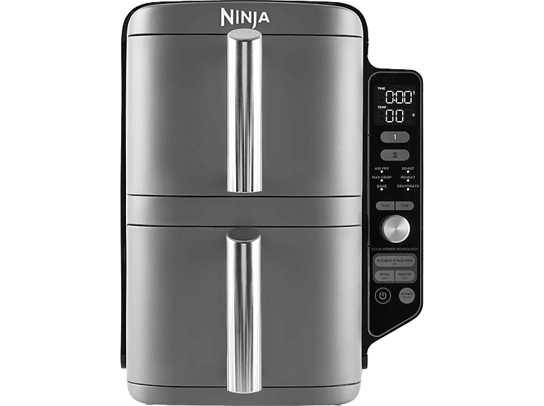 Freidora de aire - Ninja SL400EU, Doble cesta, 2470 W, 9.5 l, 6 Programas, 4 Niveles Independientes para Cocinar, Gris