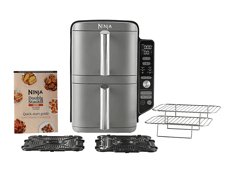 Freidora de aire - Ninja SL400EU, Doble cesta, 2470 W, 9.5 l, 6 Programas, 4 Niveles Independientes para Cocinar, Gris — foto 4