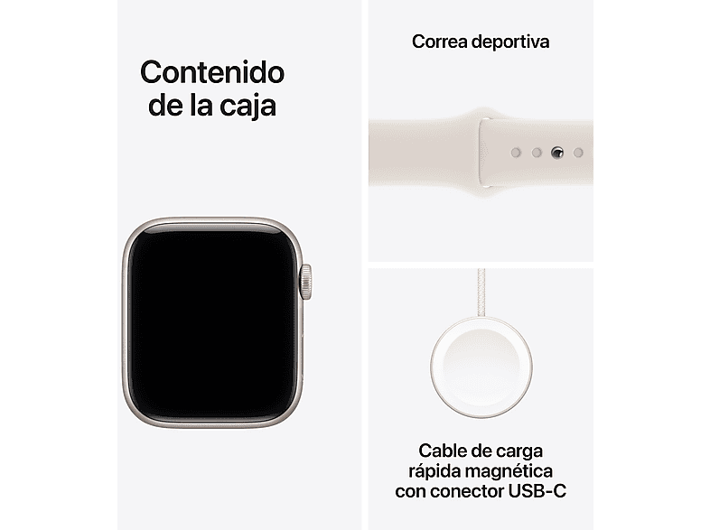 Apple Watch SE 3 (2025), GPS, 40 mm, Caja de aluminio Blanco estrella, Correa deportiva Blanco estrella, S/M, Calidad del sueño, Medición temperatura — foto 8