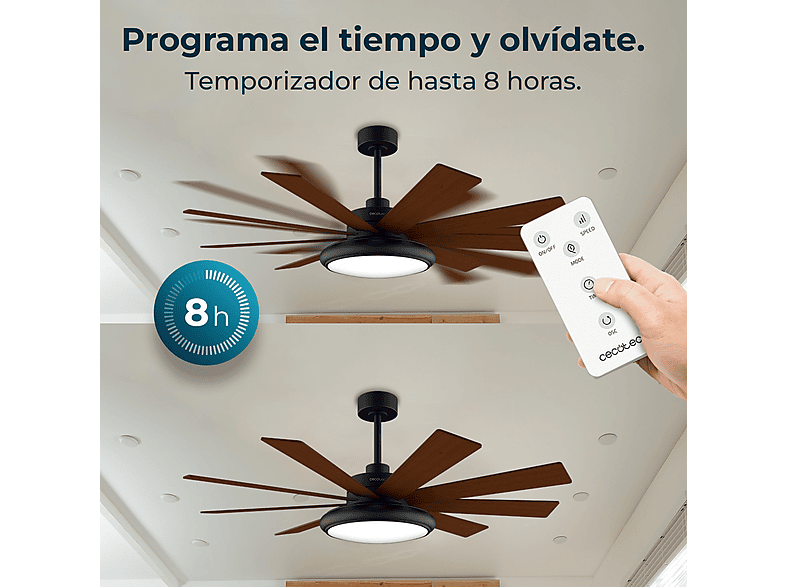 Ventilador de techo - CECOTEC EnergySilence Aero 7000 Light Pro, 50 W, 2 velocidades, Marron — foto 5