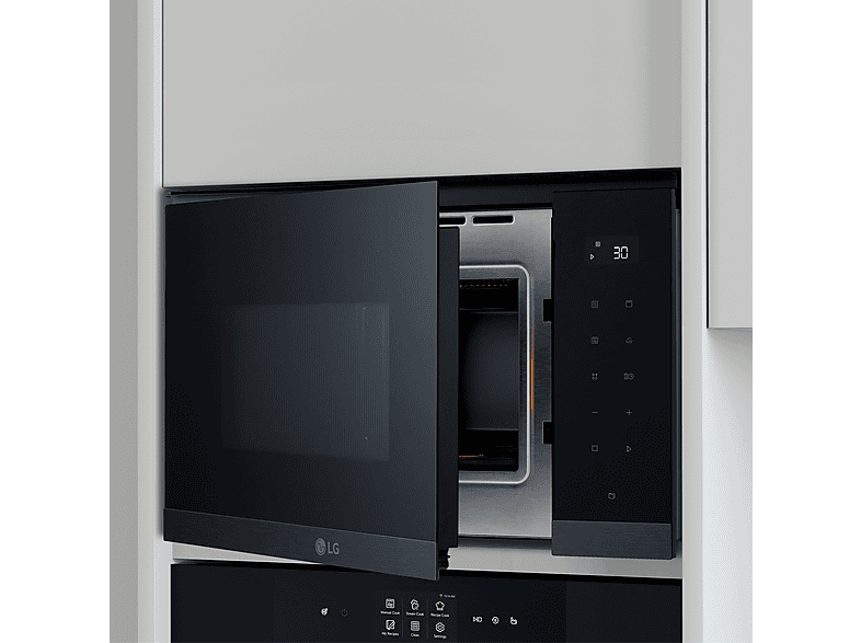 Microondas con grill integrable - LG MG7Z2593B, 900 W, 8 niveles, 25 l, Cristal negro — foto 6