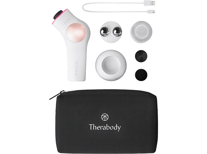 Masajeador facial - Therabody TheraFace PRO, Para Cara, Terapia de luz LED, Microcorriente, Limpieza Profunda, Blanco