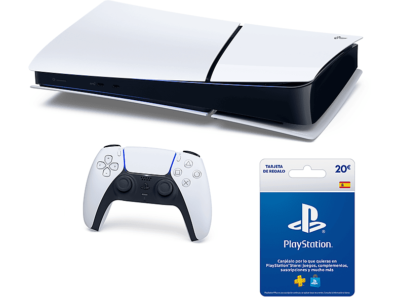 Consola - Sony PS5 Slim Digital Edition, 825 GB SSD, 4K, Chasis D, Blanco + Tarjeta PS Plus 20€ — foto 2