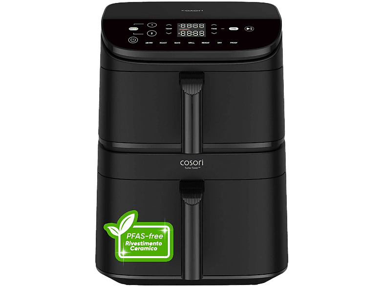 Freidora de aire - Cosori CAF-DC121-AEUR, 10.8 l, 2630 W, 230 °C, 7 Funciones de Cocción, Negro
