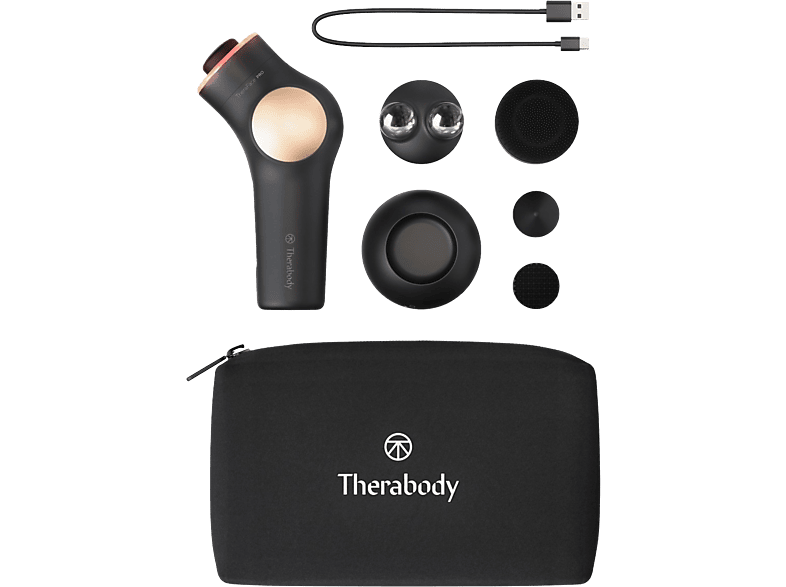 Masajeador facial - Therabody TheraFace PRO, Para Cara, Terapia de luz LED, Microcorriente, Limpieza Profunda, Negro