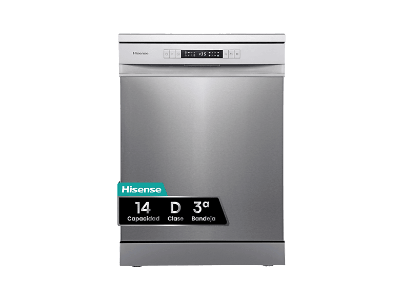 Lavavajillas - Hisense HS623D10X, 14 servicios, 7 programas, 60 cm, Media Carga, Tercera bandeja, Inox — foto 1