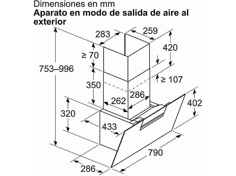 Campana decorativa - Balay 3BC587GNH, Serie cristal, 3 velocidades, 768 m³/h, Extra Silencio, Función eliminación total de humos, 80 cm, negro — foto 2