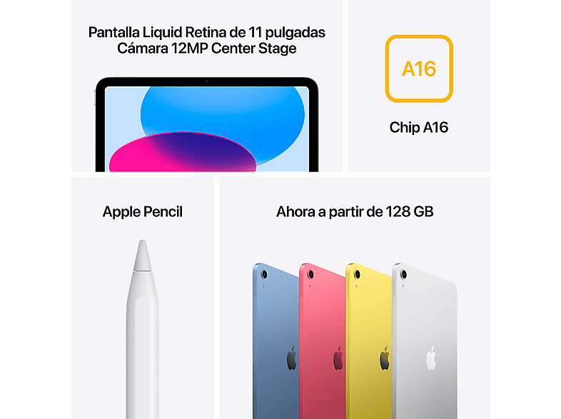 Apple iPad (11ªgen), 256GB, Plata, WiFi, 11", Retina, Chip A16 Bionic, iPadOS 18, Cable de carga USB‑C, Sin Adaptador de corriente — foto 7