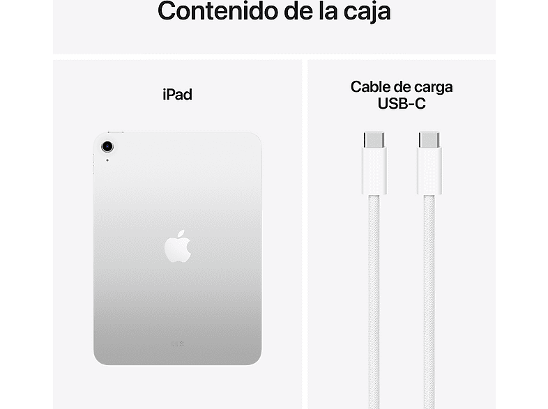 Apple iPad (11ªgen), 256GB, Plata, WiFi, 11", Retina, Chip A16 Bionic, iPadOS 18, Cable de carga USB‑C, Sin Adaptador de corriente — foto 8