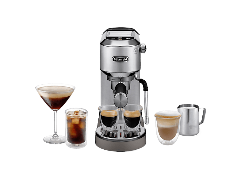 Cafetera express - De'Longhi EC890.M Dedica Duo Cold Brew, 15 bar, 1450W, 1.1 l, Capacidad para 2 tazas, Metal