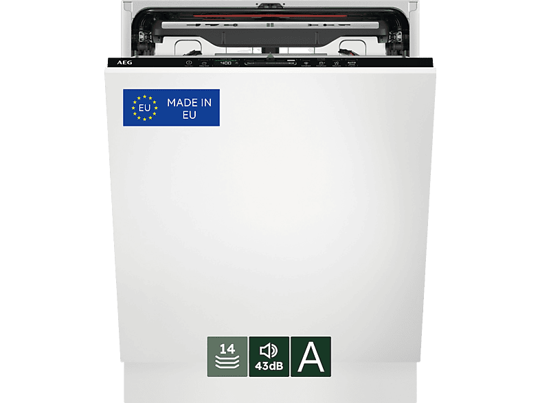 Lavavajillas integrable - AEG FSE76727P, 14 servicios, 7 programas, 60 cm, GlassCare, Tercera Bandeja, Sin panelar