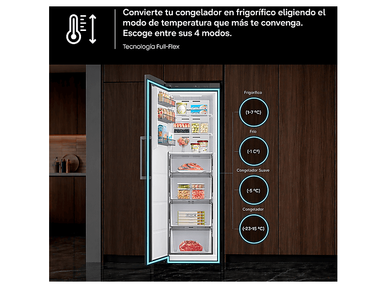 Congelador vertical - Samsung RZ40H32PETEF, 323 l, 185.8 cm, Inox — foto 7