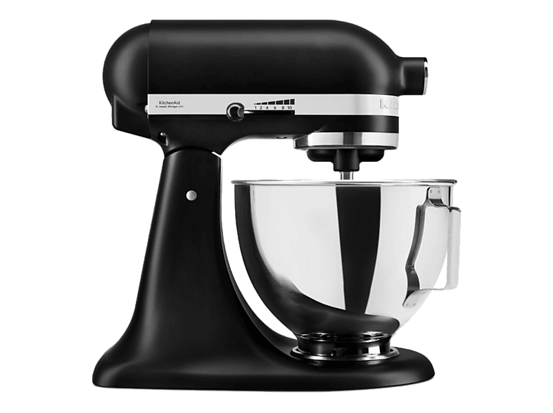 Robot amasador - KitchenAid 5KSM95PSEBM, 250 W, 4.3 l, 58-220 RPM, Cabezal Inclinable, Negro Mate