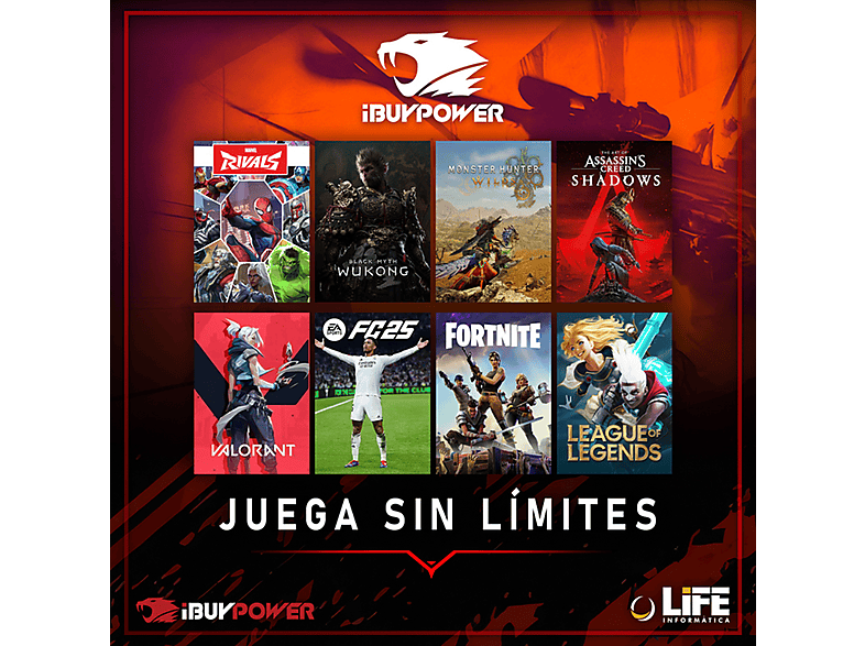 PC Gaming - IBUYPOWER Fighter Warpath Lite, AMD Ryzen 5 5500, 16 GB RAM, 1 TB SSD, GeForce RTX™ 5060, Windows 11 Pro, Negro — foto 4