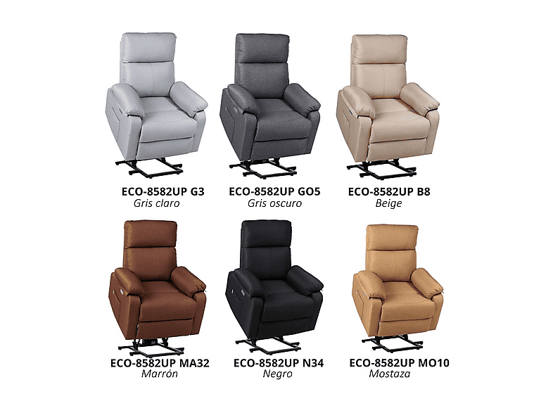 Sillón levanta personas - ECO-DE Europa UP ECO-8582UP N34, Función calor, Peso máximo 102 kg, Negro — foto 4