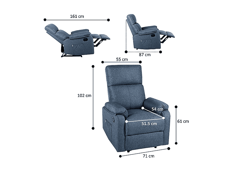 Sillón levanta personas - ECO-DE Europa UP ECO-8582UP N34, Función calor, Peso máximo 102 kg, Negro — foto 5