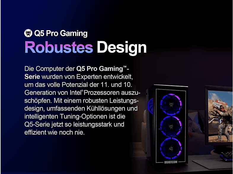 PC Gaming - BEASTCOM Q5 | Pro Gaming, Intel® Core™ i7-11700F, 16 GB RAM, 1 TB SSD, GeForce RTX™ 5060 Ti, Windows 11 Home, Negro — foto 6