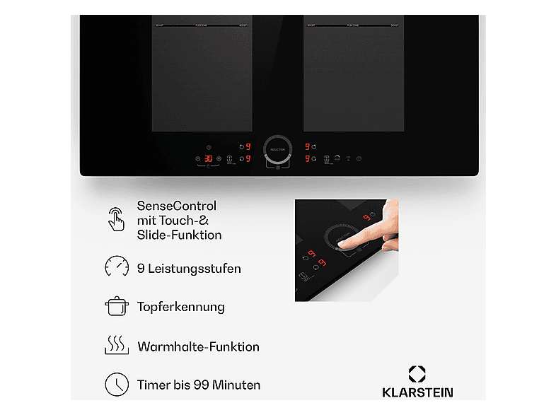 Placa de inducción - KLARSTEIN Delicatessa 77 Flex, 4 zonas, 77 cm, Negro — foto 6