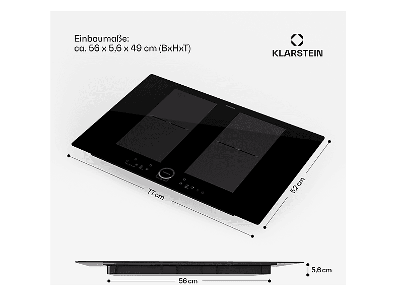 Placa de inducción - KLARSTEIN Delicatessa 77 Flex, 4 zonas, 77 cm, Negro — foto 8