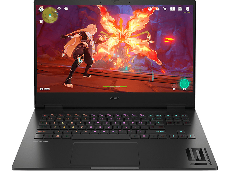 Portátil gaming - HP 16-WF1005NS I7-14700HX32/1/RTX 4070/FREE, 16,1 " QHD, Intel® Core™ i7-14700HX, 32 GB RAM, 1 TB SSD, GeForce RTX™ 4070, FreeDOS (Sin sistema operativo), idioma del teclado: ES, Negro
