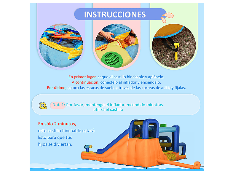 Castillo hinchable infantil - OUTSUNNY 346-010V90MX, a partir de 5 año(s), Multicolor — foto 4