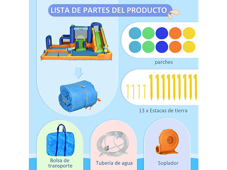 Castillo hinchable infantil - OUTSUNNY 346-010V90MX, a partir de 5 año(s), Multicolor — foto 5