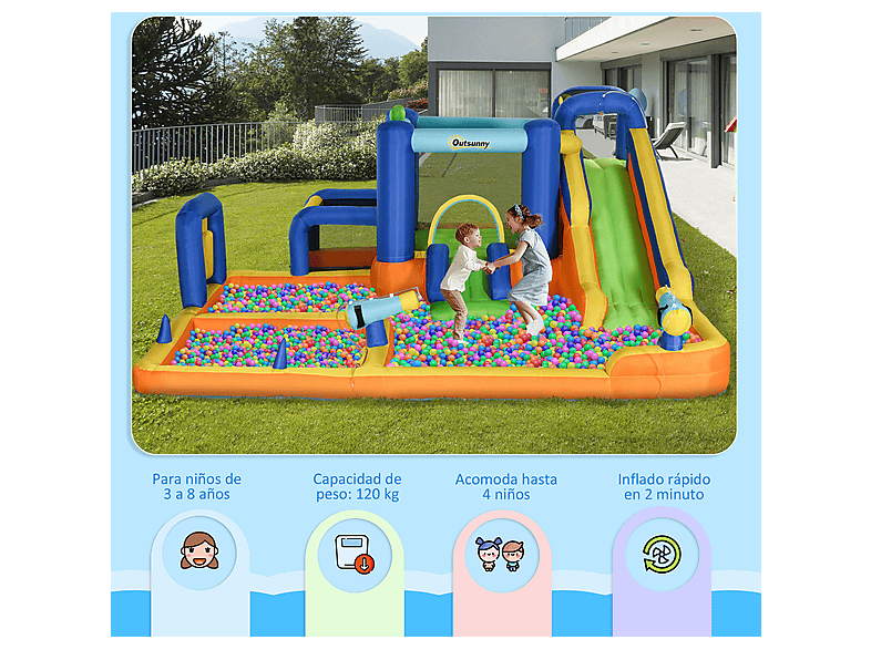Castillo hinchable infantil - OUTSUNNY 346-010V90MX, a partir de 5 año(s), Multicolor — foto 8