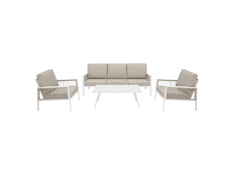 Conjunto de jardín - MONSTER De aluminio 5 plazas (4 piezas) -Blanco, 201 cm x 82 cm x 75 cm, Blanca