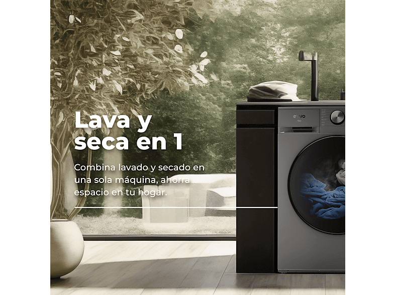 Lavadora secadora  - Nova 8/6 EVVO, 1350 rpm, 13 programas, Blanco — foto 3