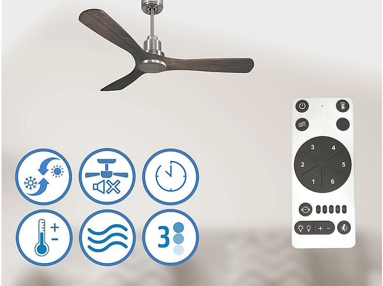Ventilador de techo - PURLINE MoyoD132C0464496, 6 velocidades, Plata — foto 2