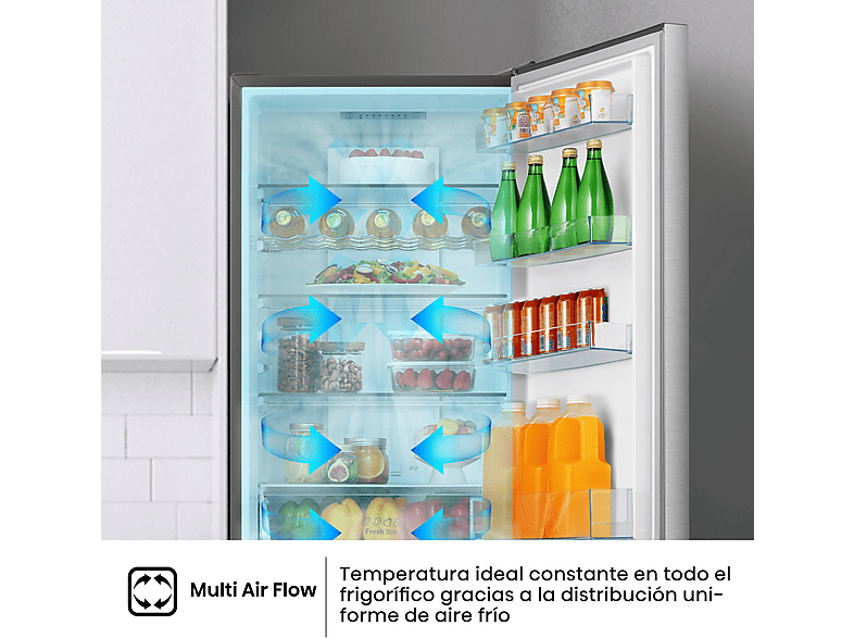 Frigorífico combi - Hisense RB440N4BCE, 200.4 cm, 336l, Freshzone, Iluminación LED, Multi Airflow, Inox — foto 7