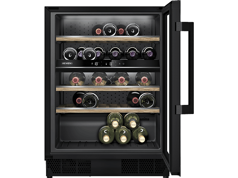 Vinoteca - Siemens KU21WAHG0, 3 glass panels, UV-filter, 44 botellas, 120 l, Negro
