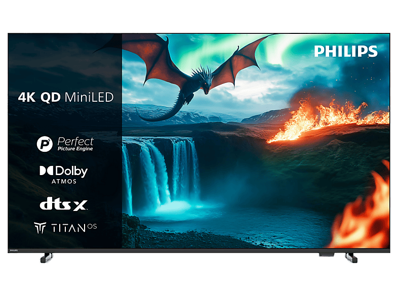 TV QD-Mini LED 75" - Philips 75MLED820/12, UHD 4K, P5 Perfect Picture Engine, Smart TV, Dolby Atmos Titan OS, DVB-T2, Negro