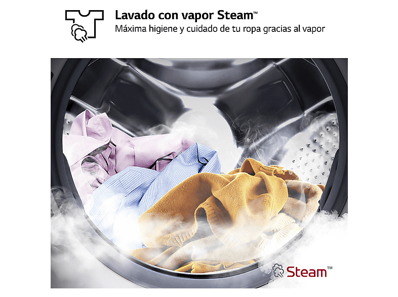 Lavadora carga frontal - LG F4WR6010A0W, Serie 600, 10 kg, 1400 rpm, 12 programas, AI Direct Drive™, TurboWash™360˚, Blanco — foto 10