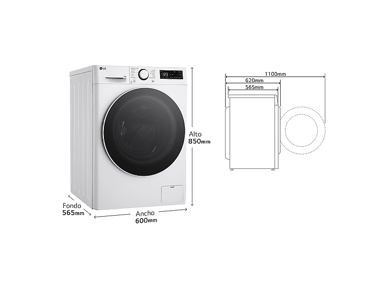 Lavadora carga frontal - LG F4WR6010A0W, Serie 600, 10 kg, 1400 rpm, 12 programas, AI Direct Drive™, TurboWash™360˚, Blanco — foto 16