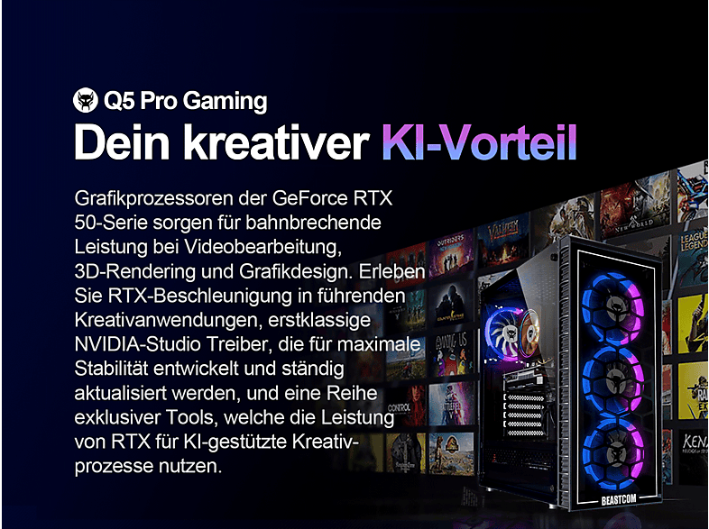 PC Gaming - BEASTCOM Q5 | Pro Gaming, Intel® Core™ i9-10900F, 16 GB RAM, 1 TB SSD, GeForce RTX™ 5070, Windows 11 Home, Negro — foto 8