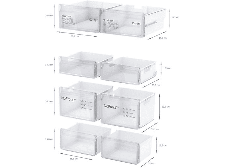 Frigorífico americano - Bosch KFN96VPEA, No Frost, 183 cm, 605 l, Sistema MultiAir Flow, Capacidad XXL ancho especial 90 cm, Acero Inox — foto 12