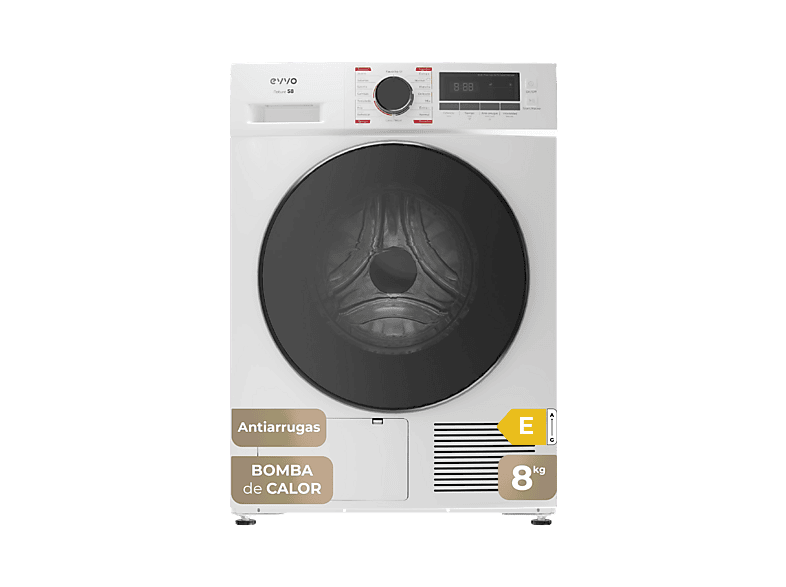 Secadora bomba de calor - EVVO S8 E, 8 kg, 16 programas, Blanco — foto 1