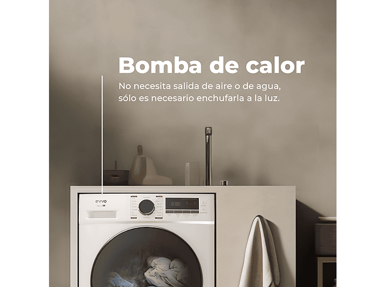 Secadora bomba de calor - EVVO S8 E, 8 kg, 16 programas, Blanco — foto 2