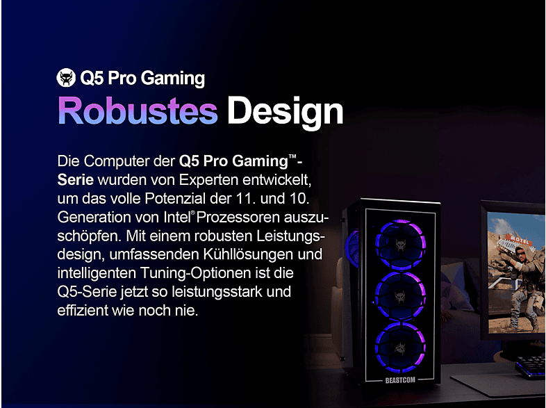 PC Gaming - BEASTCOM Q5 | Pro Gaming, Intel® Core™ i9-10900F, 16 GB RAM, 1 TB SSD, GeForce RTX™ 5060 Ti, Windows 11 Home, Negro — foto 6