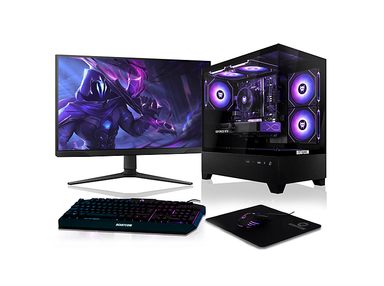 Pack PC gaming - BEASTCOM Q5 | Pro Gaming, Intel® Core™ i7-11700F, 16 GB RAM, 1 TB SSD, GeForce RTX™ 5050, Windows 11 Home, Monitor 27 " Full-HD, Negro