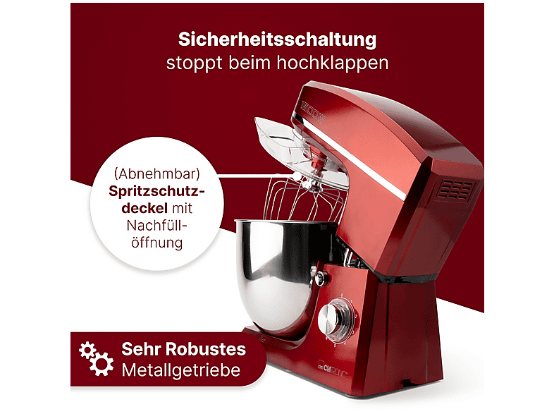 Robot de cocina - CLATRONIC 263958, 1500 W, 10 l, Rojo — foto 4