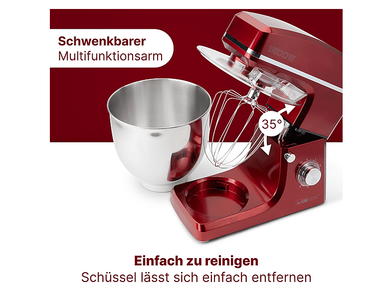 Robot de cocina - CLATRONIC 263958, 1500 W, 10 l, Rojo — foto 5