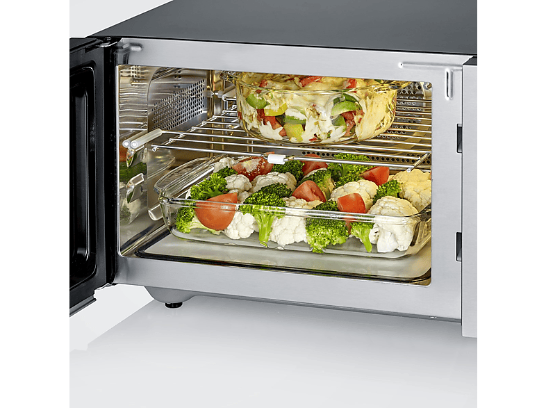 Microondas con Grill, Convección y base de vidrio - SEVERIN MW 7777, 2050 W, 10 potencia, 25 l, Gris — foto 3