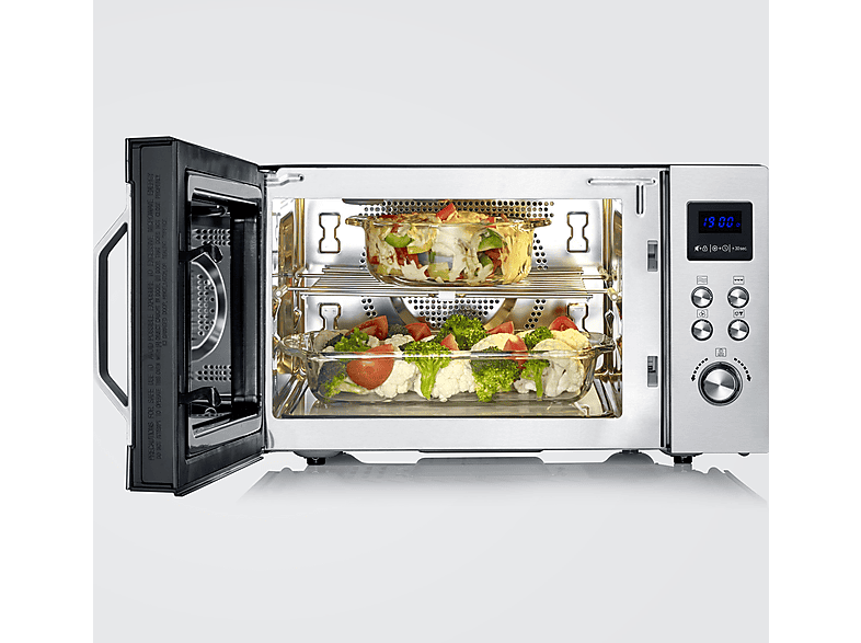 Microondas con Grill, Convección y base de vidrio - SEVERIN MW 7777, 2050 W, 10 potencia, 25 l, Gris — foto 4