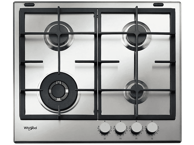 Placa de gas - WHIRLPOOL 213616182, 4 zonas, NG + LPG (Propane/Butane), 590 mm, Acero inoxidable