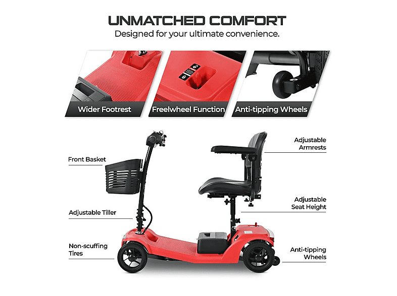 scooter plegable - SWEETRICH S2, 27,8 kg, rojo — foto 5