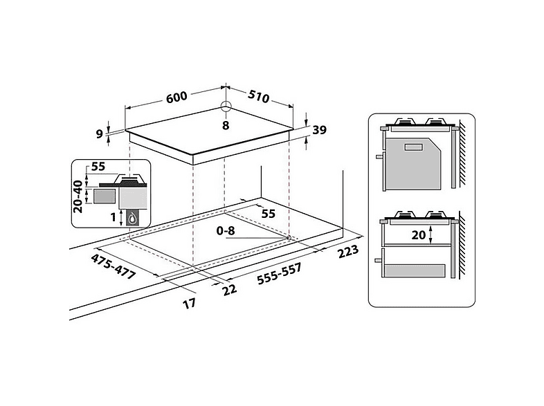 Placa de gas - HOTPOINT PCN 641 T/IX/HA, 4 zonas, 600 mm, Acero inoxidable — foto 4