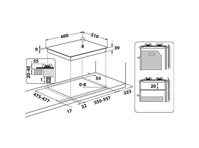 Placa de gas - HOTPOINT PCN 641 T/IX/HA, 4 zonas, 600 mm, Acero inoxidable — foto 6