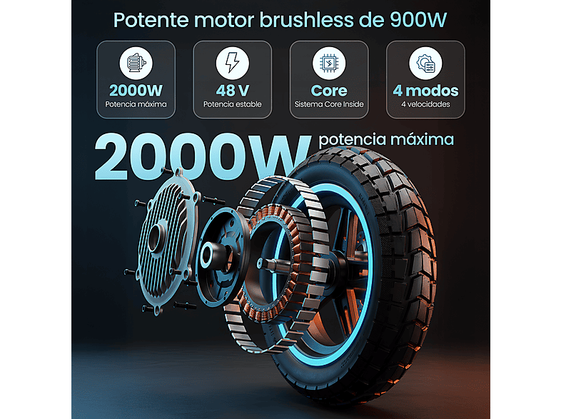 Patinete eléctrico - SMARTGYRO K5 PRO LR, Negro — foto 4